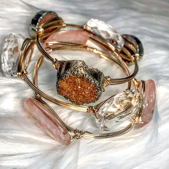 β¨LAST! Handmade Druzy Stone Wire Wrapped Bangle - Picture 2 of 9
